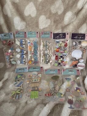 Jolee’s & Sticko Beach Tropical Dimensional Stickers Scrapbook Craft Bundle